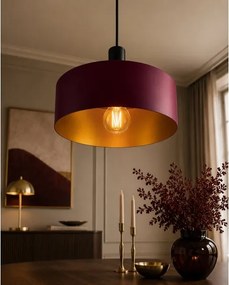 Lampă suspendată pe cablu HAKI 1xE27/60W/230V vișiniu/negru