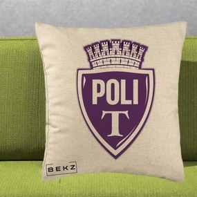 Perna Personalizata Poli Timisoara Fotbal, 40x40 cm, Bej, Husa Detasabila, Perna Inclusa, BEKZ®