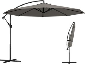 Outsunny Umbrelă excentrică Ø300 cm cu bază încrucișată copertină reglabilă și manivelă UPF30+ pentru terasă patio gri | Aosom Romania