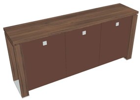 Dulap mic Verno+ 200 x 46 x 90 cm, uși de sticlă, nuc / maro