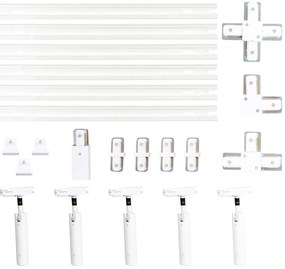 Sistem de iluminat cu șină modern cu 5 spoturi alb monofazat GU10 35mm - Iconic Jeana Luxe