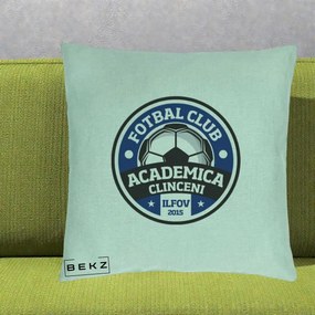 Perna Personalizata Academica Clinceni Fotbal Club, 40x40 cm, Verde Menta, Husa Detasabila, Perna Inclusa, BEKZ®