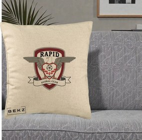 Perna Personalizata Rapid Fotbal Club 1923, 40x40 cm, Bej, Husa Detasabila, Perna Inclusa, BEKZ®
