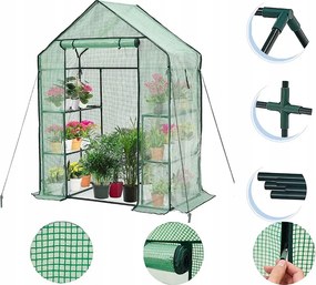 Solar de grădină cu folie și rafturi 73 x 140 m x 200 cm