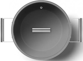 Oala cu capac SMEG CKFC2611RDM, 7,7 l, Ø26 cm, Acoperire cu teflon, Pana la 250°C, Inductie, Rosu