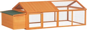 PawHut Coteț pentru Găini de Exterior cu Acoperiș Rabatabil și Ușă Largă Pentru 4-8 Găini, 240x112,5x76 cm, Portocaliu | Aosom Romania