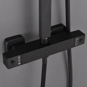 Set de duș Mazama Black cu baterie termostatică