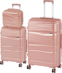 TraveLux Voyager X set valiză rulantă aur roz