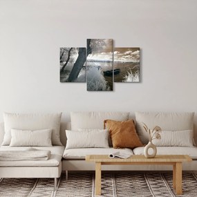 Tablou cu barca pe lac (90x60 cm)