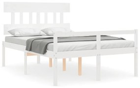3195412 vidaXL Cadru de pat senior cu tăblie, 120x200 cm, alb, lemn masiv