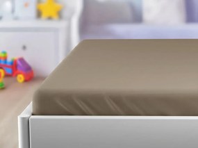 Cearceaf jersey pentru patut copii maro deschis 70 x 140 cm