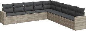 vidaXL Set canapele de grădină cu perne, 9 piese gri deschis poliratan