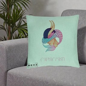 Perna Personalizata Zodiac Capricorn Cowgirl, 40x40 cm, Verde Menta, Husa Detasabila, Perna Inclusa, BEKZ®