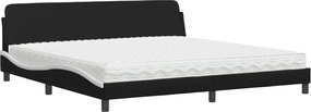 vidaXL Pat cu saltea, Dover, negru și alb, 200x200 cm, piele ecologică
