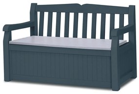 Cutie de depozitare pentru grădină cu bancă Keter Eden gri, 265 l, 140 x 60 x 84 cm