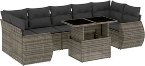 vidaXL Set canapele de grădină cu perne, 8 piese, gri, poliratan