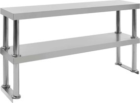 vidaXL Raft masă de lucru cu 2 niveluri, 120x30x65 cm, oțel inoxidabil