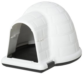 PawHut Cusca Casuta de Exterior pentru Caini de Talie Mica in Form ade Iglu cu Usa, pentru Mops, Bichon Frise, Chihuahua, 68,2x80x53cm