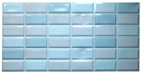 Panou decorativ, PVC, model caramida 3D, albastru, 96x48.5 cm