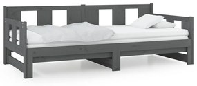 820284 vidaXL Pat extensibil de zi, gri, 2x(90x200) cm, lemn masiv de pin