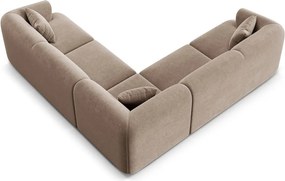 Colțar maro deschis cu tapițerie din catifea Campi – Cosmopolitan Design