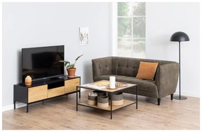 Comodă TV neagră/în culoare naturală cu aspect de lemn de stejar 140x45 cm Seaford – Actona