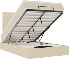 vidaXL Cadru de pat otoman cu saltea crem 120x200cm stofa