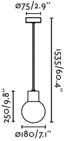 Lustră de exterior pe cablu FARO 74427C-01 MOON 1xE27/15W/230V IP44