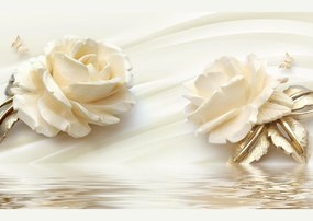 Fototapet 3D, Trandafiri in reflectarea apei Art.05194