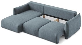 Colțar albastru extensibil cu tapițerie din chenille (cu colț pe partea stângă/cu șezlong) Leila – Makamii