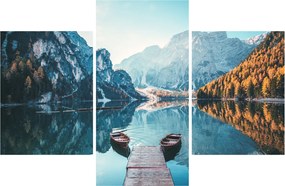 Tablou - Bărci pe Lacul Braies (90x60 cm)