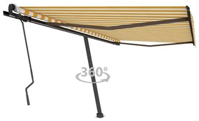 vidaXL Copertină autonomă retractabilă manual, galben/alb, 400x300 cm