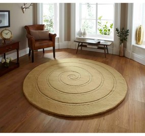 Covor rotund din lână Think Rugs Spiral, ⌀ 180 cm, bej