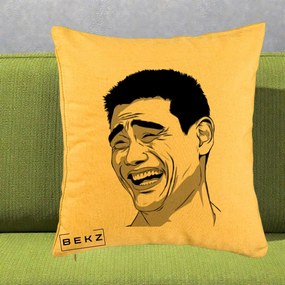 Perna Decorativa Yao Ming Meme, 40x40 cm, Galben, Husa Detasabila, Perna Inclusa, BEKZ®