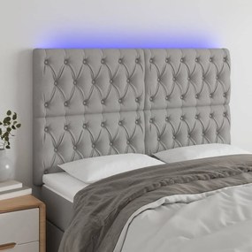 3122758 vidaXL Tăblie de pat cu LED, gri deschis, 144x7x118/128 cm, textil