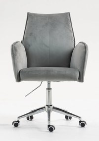 HR280K Scaun Gray din Catifea cu Bază Cromata