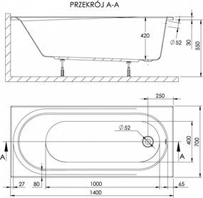 Cadă dreaptă Dida 70x140