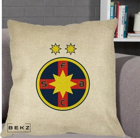 Perna Personalizata FCSB Fotbal Club Steaua Bucuresti, 40x40 cm, Crem, Husa Detasabila, Perna Inclusa, BEKZ®
