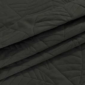 Cuvertură de pat gri închis cu un motiv de frunze Lățime: 200 cm | Lungime: 220 cm