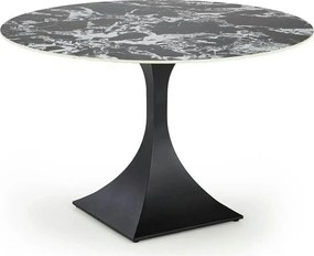 Masa MANUEL, negru, ceramica/metal, 120x120x77 cm