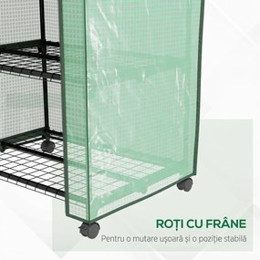 Outsunny Mini sera pe 3 nivele cu acoperis PE intarit si roti, Sera portabila pentru interior si exterior cu usa care poate fi rulata | Aosom Romania