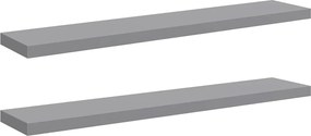 vidaXL Rafturi de perete suspendate, 2 buc., gri, 120x23,5x3,8 cm, MDF