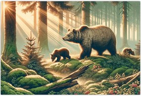Tablou - Urși în pădure (90x60 cm)