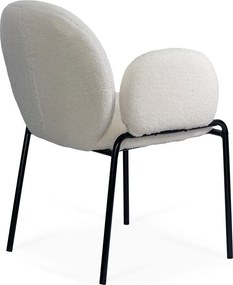 Scaun dining crem cu tapiterie boucle si cadru fix BUC 281