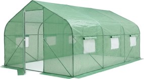 Tunel de folie cu cadru metalic 3x4.5m Garden Point verde cu 2 perechi de uși