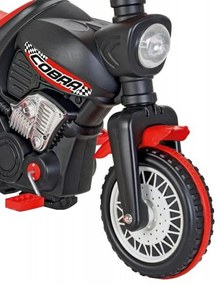 Motocicleta cu Pedale Pentru Copii NOVOKIDS™ Cobra Motor XXL , Maxim 35 Kg, Lungime 92 cm, 3-7 ani, Stabilitate mare, Negru cu Rosu