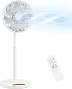 HOMCOM Ventilator pe picior, diametru 39 cm, 12 viteze, 4 moduri, temporizator 9H, oscilație 120°, înălțime reglabilă, alb | Aosom Romania