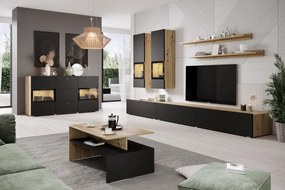 Set de mobilier Baros cu măsuță de cafea Stejar Artisan/Negru mat