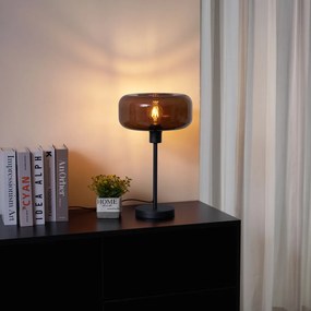 Lampă de masă retro neagră cu sticlă bronz - Bizle
