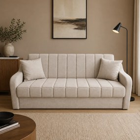 Canapea ALEX extensibila, 3 locuri, cu lada de depozitare, stofa bej, 220x90x90 Bej